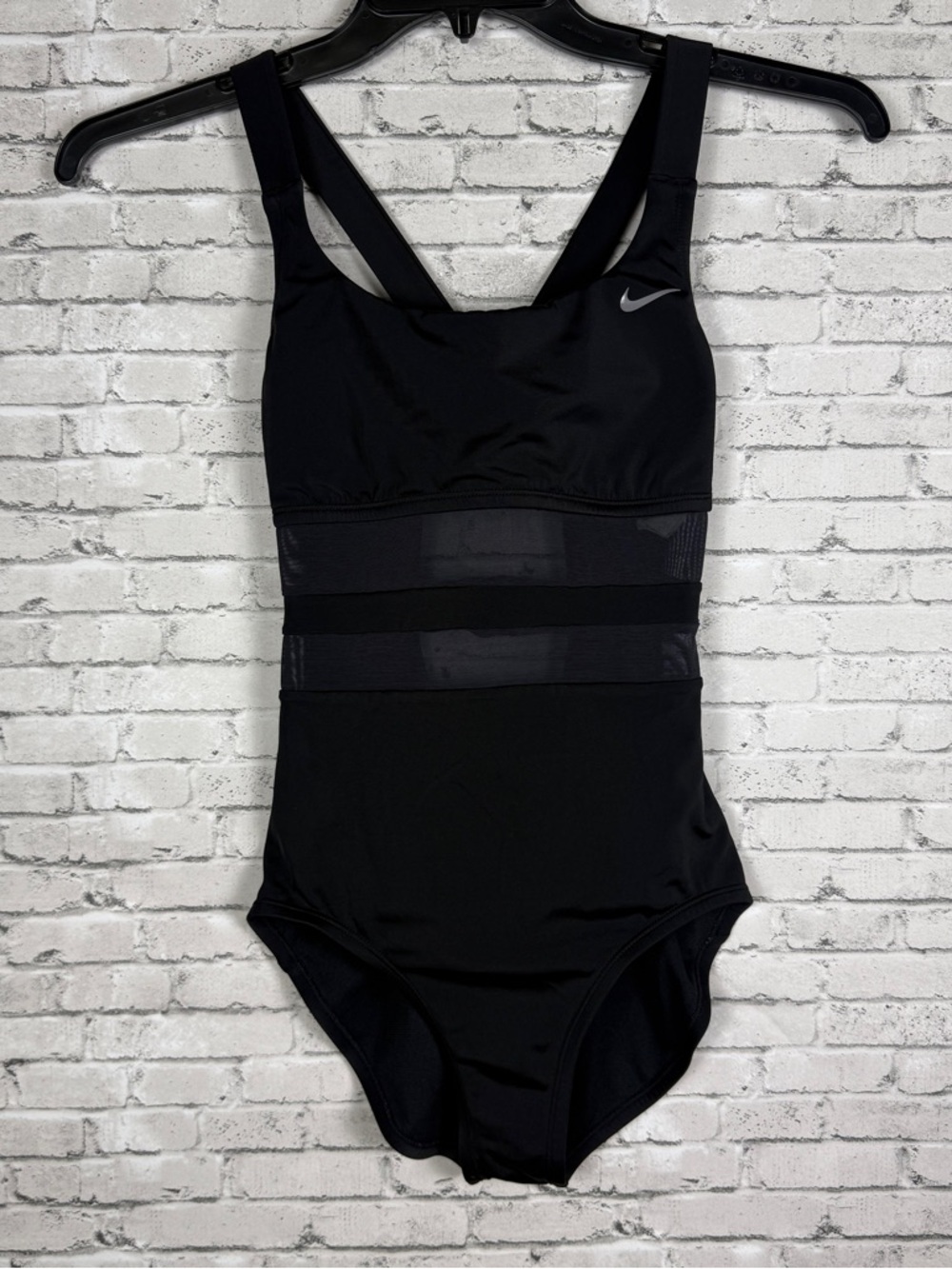 Nike Women's Black One-Piece Swim Suit with Mesh Panels Size Small